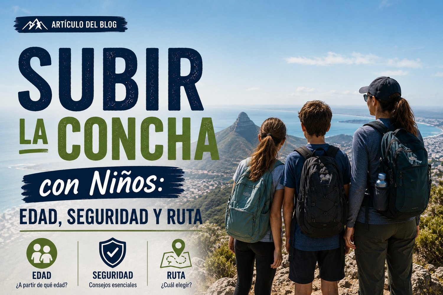 Familia con dos niños mirando La Concha desde la cumbre — guía de senderismo Marbella